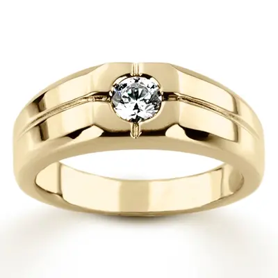 14K white gold 0.35 ct. Solitaire Diamond Man Ring - main view thumbnail