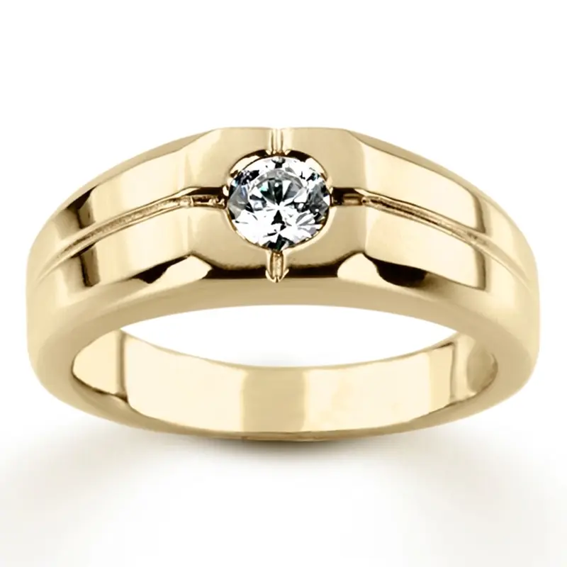 14K white gold 0.35 ct. Solitaire Diamond Man Ring - main view