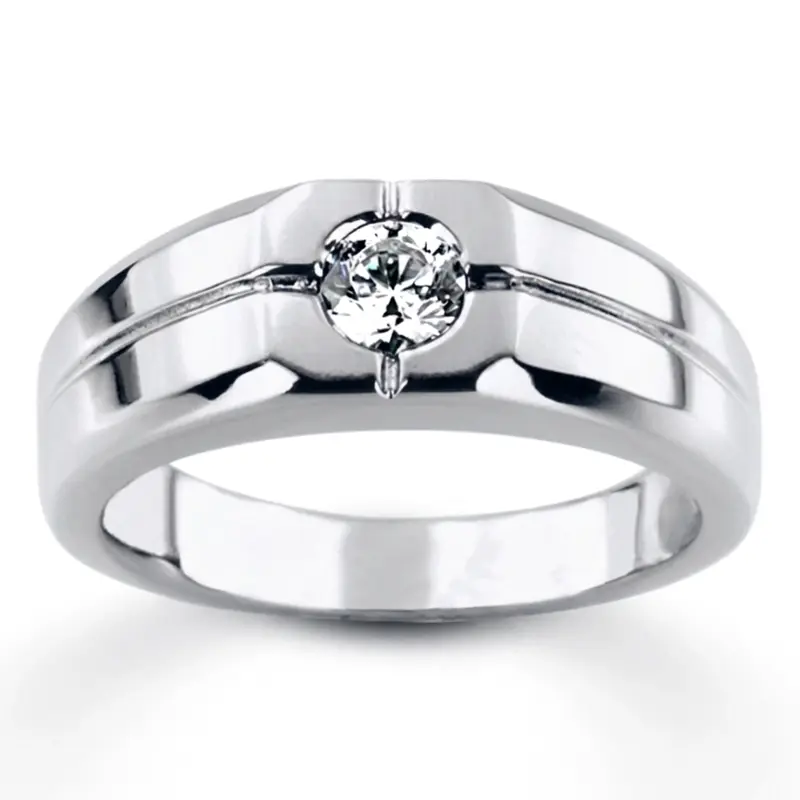 14K white gold 0.35 ct. Solitaire Diamond Man Ring - alternate view 2
