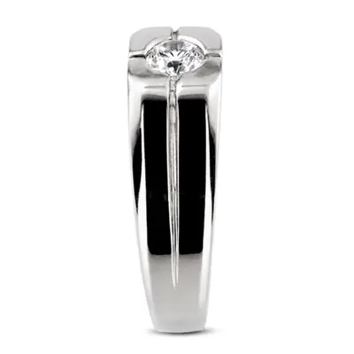 14K white gold 0.35 ct. Solitaire Diamond Man Ring - alternate view 4 thumbnail