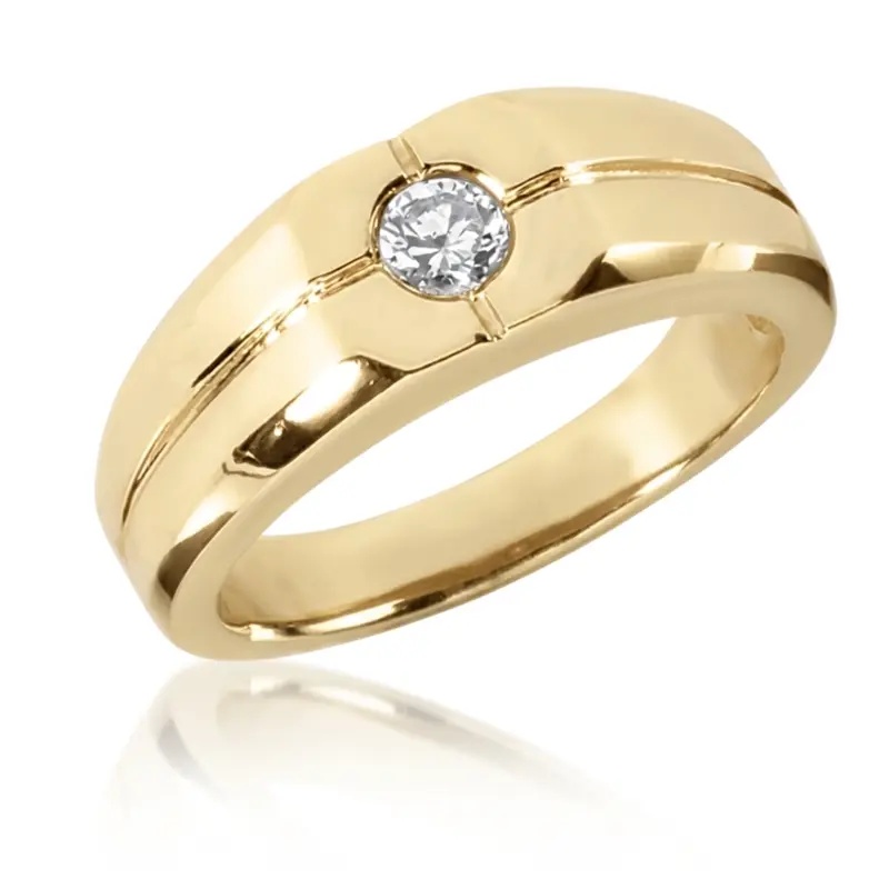 14K white gold 0.25 ct. Solitaire Diamond Men's Ring 2 - alternate view 2