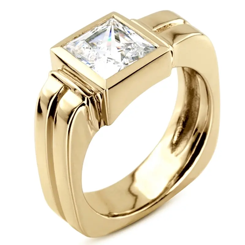 14K white gold 3.00 ct. Princess Cut Solitaire Diamond Men's Ring - alternate view 3