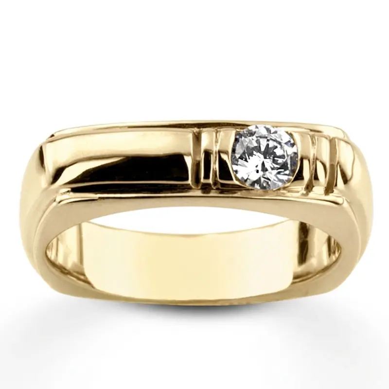 14K white gold 0.40 ct. Solitaire Diamond Men's Ring - alternate view 2