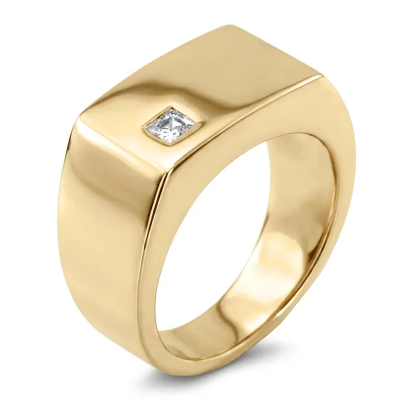 14K white gold 0.14 ct. Solitaire Diamond Men's Ring - alternate view 2