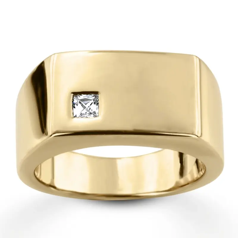 14K white gold 0.14 ct. Solitaire Diamond Men's Ring - alternate view 6