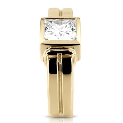 14K white gold 3.00 ct. Princess Cut Solitaire Diamond Men's Ring - alternate view 5 thumbnail