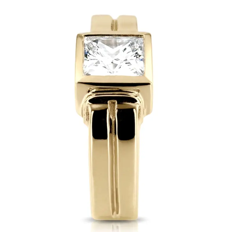 14K white gold 3.00 ct. Princess Cut Solitaire Diamond Men's Ring - alternate view 5