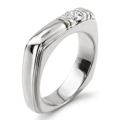 14K white gold 0.40 ct. Solitaire Diamond Men's Ring - alternate view 5 thumbnail