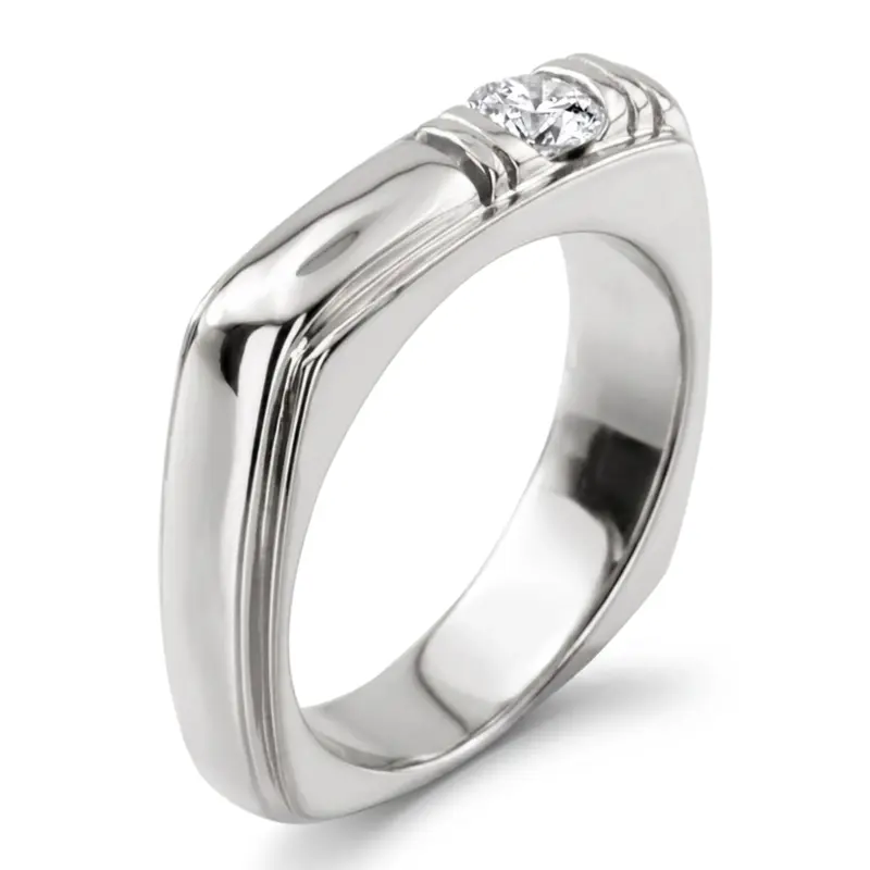 14K white gold 0.40 ct. Solitaire Diamond Men's Ring - alternate view 5