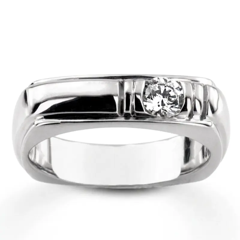 14K white gold 0.40 ct. Solitaire Diamond Men's Ring - main view