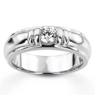 14K rose gold 0.50 ct. Solitaire Diamond Man Ring - alternate view 2 thumbnail