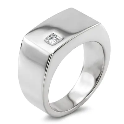 14K white gold 0.14 ct. Solitaire Diamond Men's Ring - alternate view 3 thumbnail
