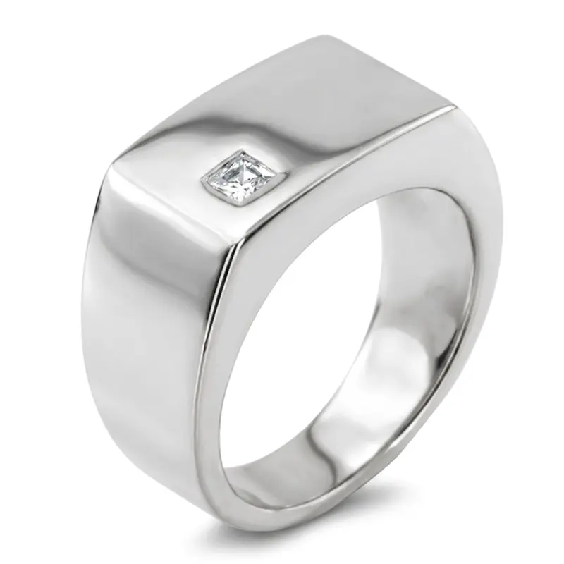 14K white gold 0.14 ct. Solitaire Diamond Men's Ring - alternate view 3