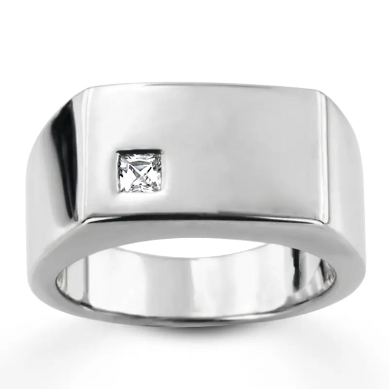 14K white gold 0.14 ct. Solitaire Diamond Men's Ring - main view