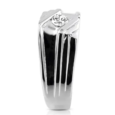 14K rose gold 0.25 ct. Solitaire Diamond Man Ring - alternate view 6 thumbnail