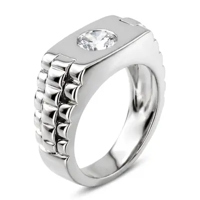 14K white gold Solitaire Diamond Man Ring (1.00 ct) - alternate view 5 thumbnail