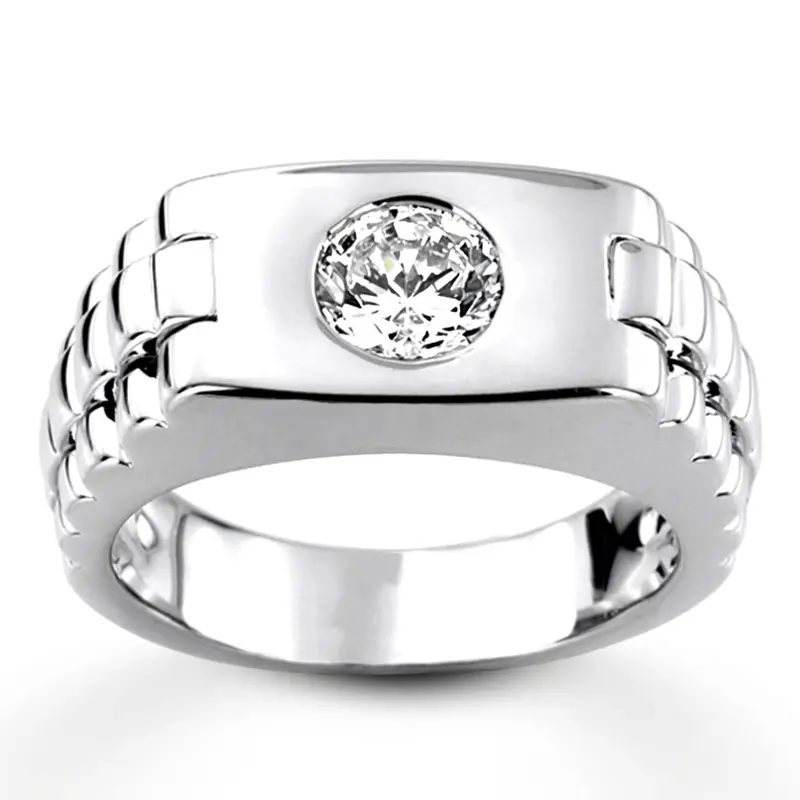 14K white gold Solitaire Diamond Man Ring (1.00 ct) - alternate view 2