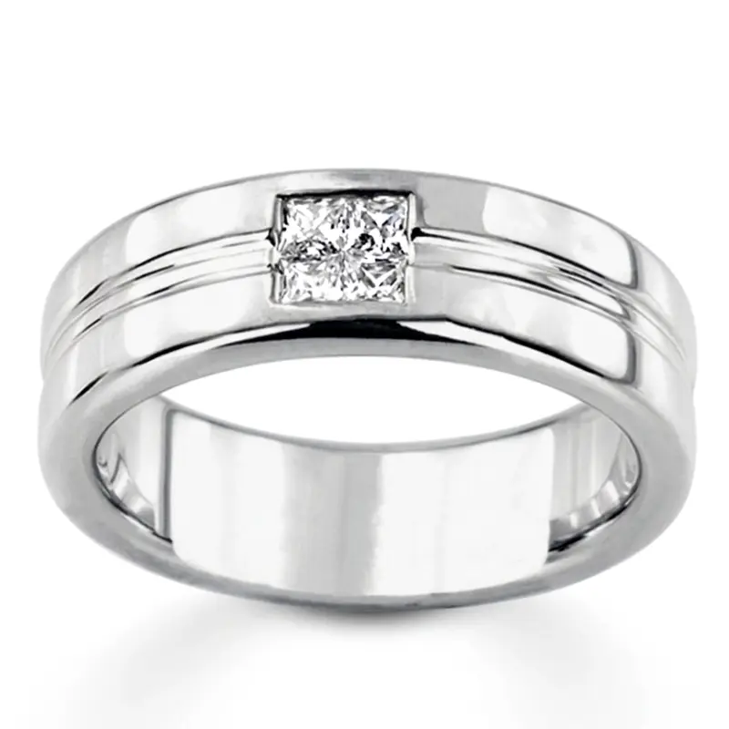 14K white gold 0.40 ct. Solitaire Men Diamond Ring - alternate view 2
