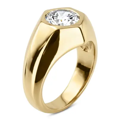 14K white gold Solitaire Diamond Man Ring for 2.50 ct Diamond - alternate view 3 thumbnail