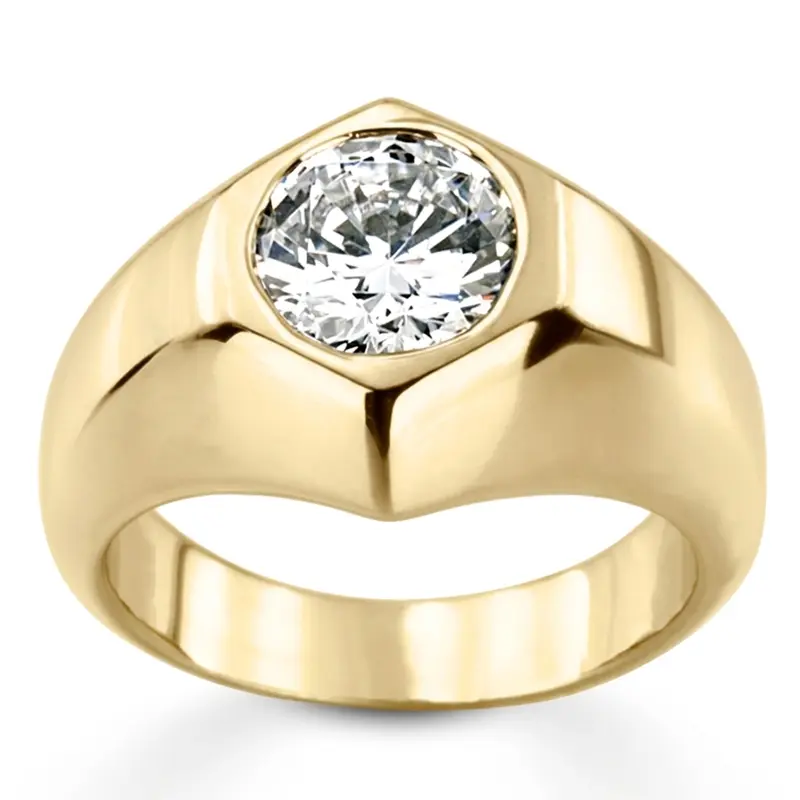 14K white gold Solitaire Diamond Man Ring for 2.50 ct Diamond - main view