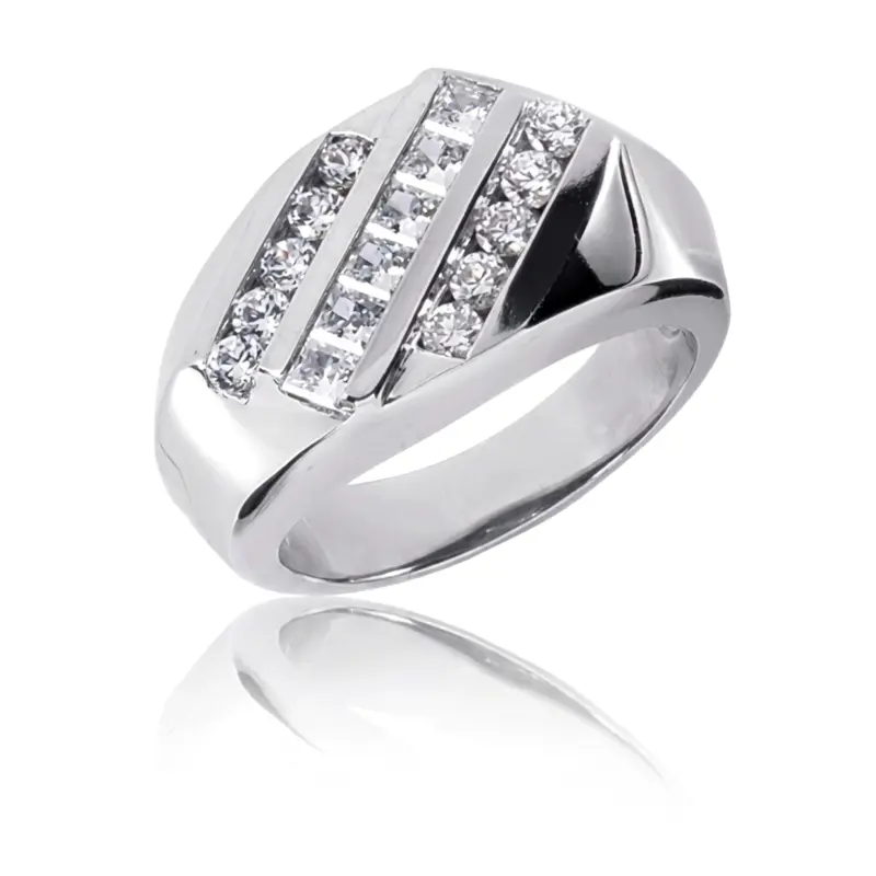 14K white gold 1.20 ct. Channel Set Diamond Men's Ring - main view