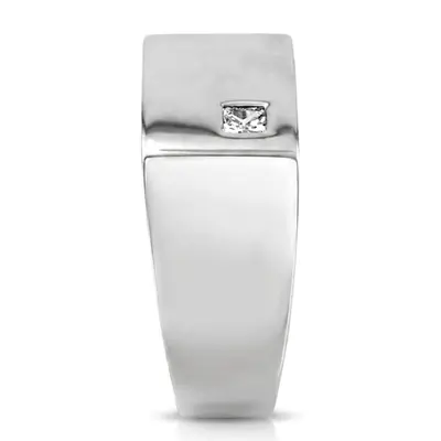 14K white gold 0.14 ct. Solitaire Diamond Men's Ring - alternate view 4 thumbnail