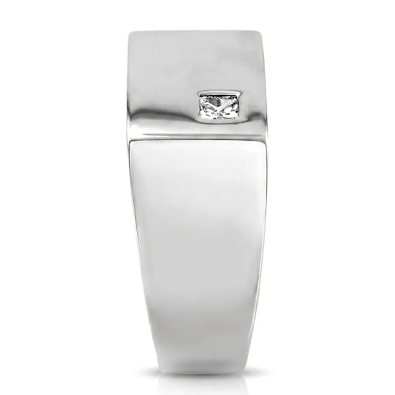 14K white gold 0.14 ct. Solitaire Diamond Men's Ring - alternate view 4