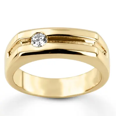 14K white gold 0.20 ct. Solitaire Diamond Men's Ring - main view thumbnail