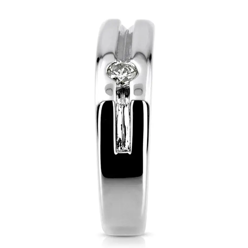 14K white gold 0.20 ct. Solitaire Diamond Men's Ring - alternate view 5