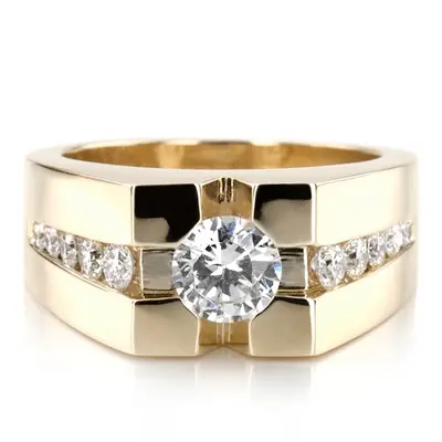 14K white gold 0.72 ct. tw. Diamond Men's Band - main view thumbnail