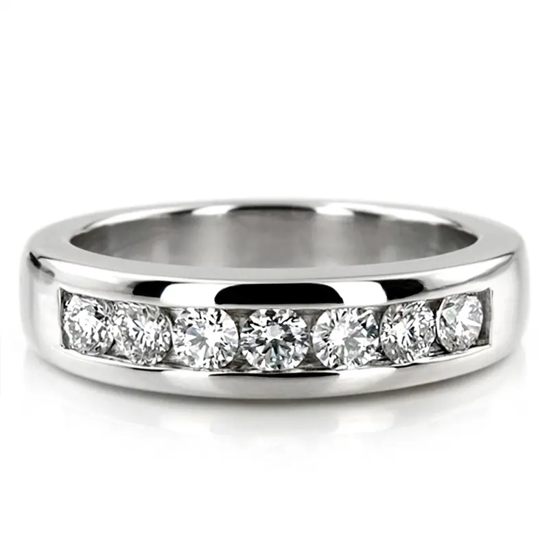 14K white gold 0.84 ct. tw. Round Cut Channel Set Diamond Men's Ring - main view