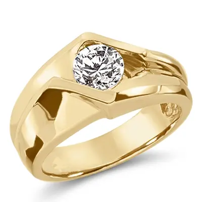 14K white gold Dazzling Bar Set Round Diamond Solitaire Men's Ring (1.00ct) - alternate view 2 thumbnail