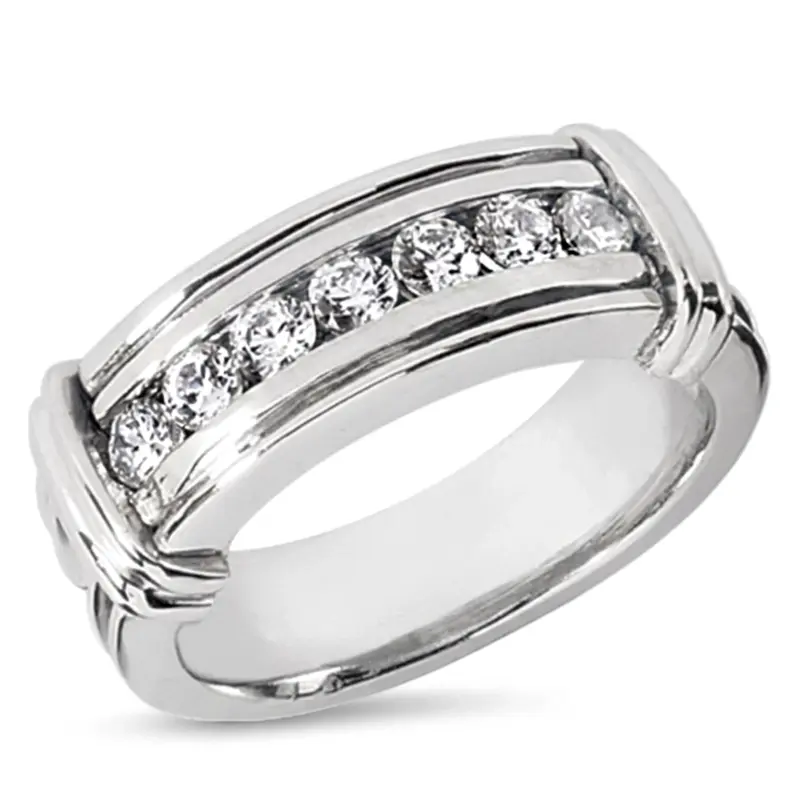 14K white gold 0.70 ct. tw. Diamond Men's Band - main view