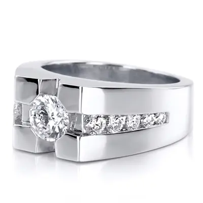 14K white gold 0.72 ct. tw. Diamond Men's Band - alternate view 2 thumbnail