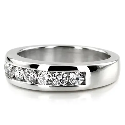 14K white gold 0.84 ct. tw. Round Cut Channel Set Diamond Men's Ring - alternate view 3 thumbnail