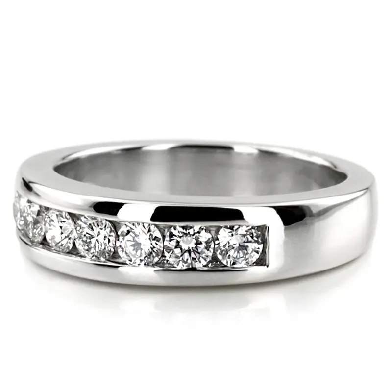 14K white gold 0.84 ct. tw. Round Cut Channel Set Diamond Men's Ring - alternate view 3