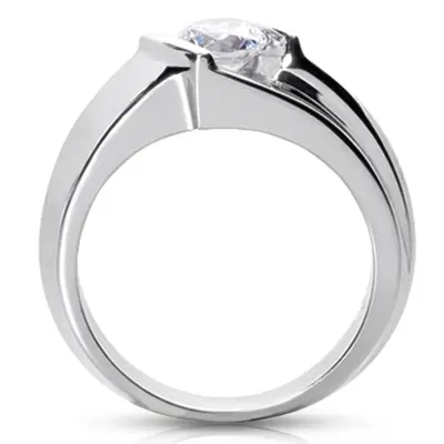14K white gold Dazzling Bar Set Round Diamond Solitaire Men's Ring (1.00ct) - alternate view 3 thumbnail