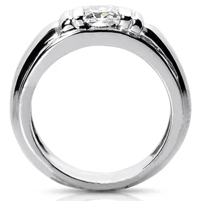 14K white gold Princess Cut Solitaire Diamond Men's Ring - alternate view 3 thumbnail