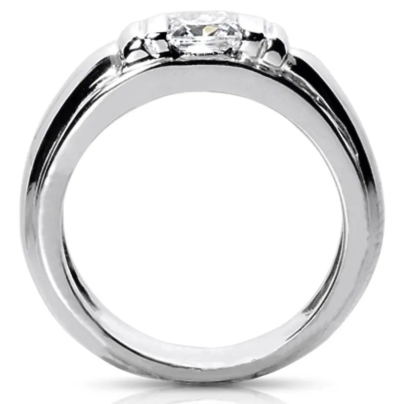 14K white gold Princess Cut Solitaire Diamond Men's Ring - alternate view 3