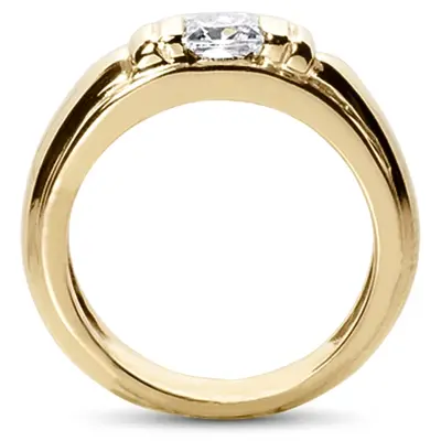 14K white gold Princess Cut Solitaire Diamond Men's Ring - alternate view 4 thumbnail