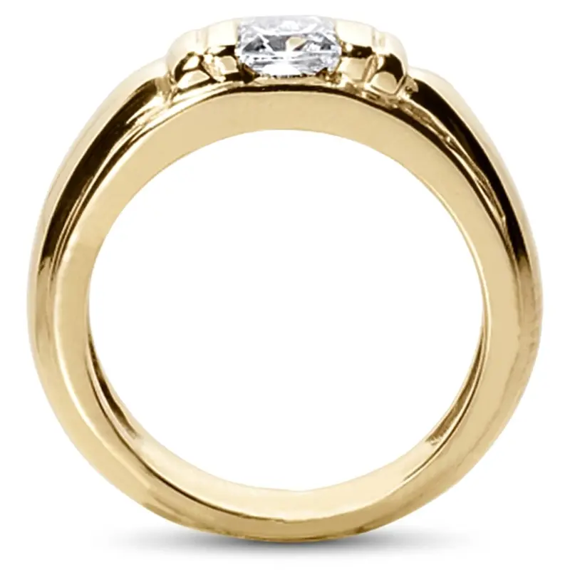 14K white gold Princess Cut Solitaire Diamond Men's Ring - alternate view 4