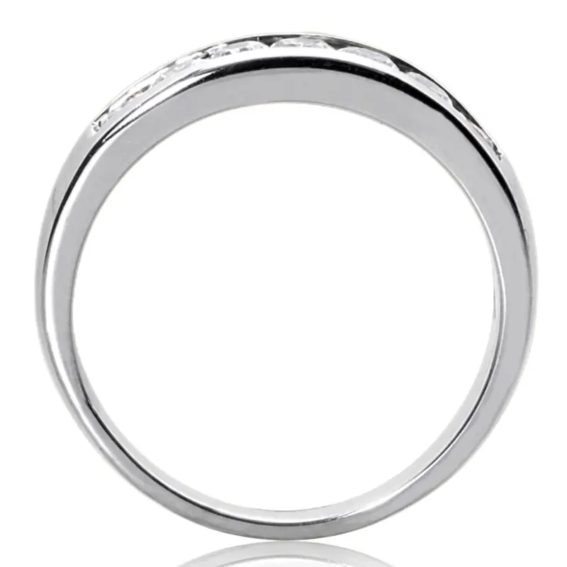 14K white gold 0.84 ct. tw. Round Cut Channel Set Diamond Men's Ring - alternate view 4
