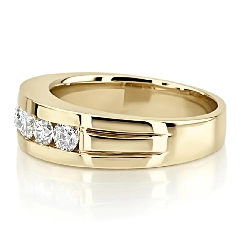 14K white gold 1.50 ct. tw. Round Cut Channel Set Diamond Men's Ring - alternate view 7