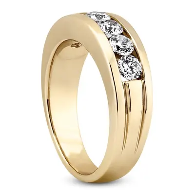 14K white gold 1.50 ct. tw. Round Cut Channel Set Diamond Men's Ring - alternate view 4 thumbnail