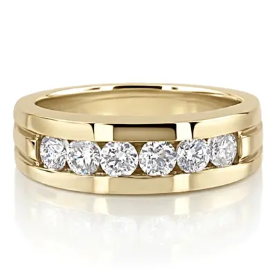 14K white gold 1.50 ct. tw. Round Cut Channel Set Diamond Men's Ring - alternate view 5 thumbnail