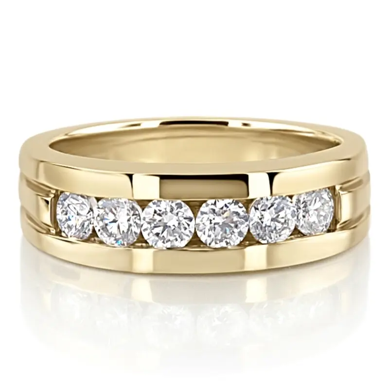 14K white gold 1.50 ct. tw. Round Cut Channel Set Diamond Men's Ring - alternate view 5
