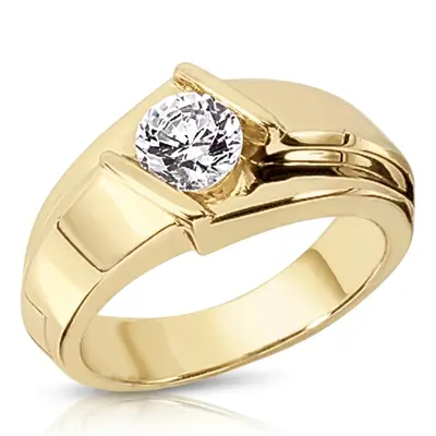 0.75 ct. Bar Set Solitaire Diamond Men's Ring