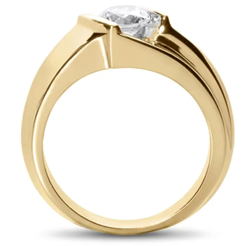 14K white gold 0.75 ct. Bar Set Solitaire Diamond Men's Ring - alternate view 4