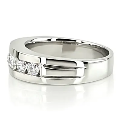 14K white gold 1.50 ct. tw. Round Cut Channel Set Diamond Men's Ring - alternate view 2 thumbnail