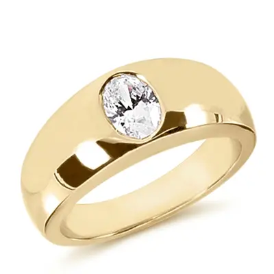 Oval Solitaire Diamond Men's Ring alternate view